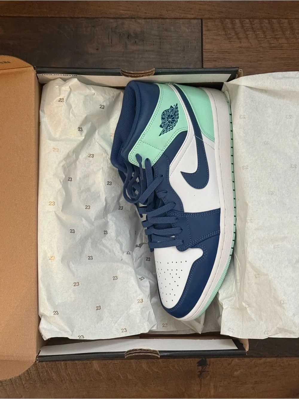 Jordan Men’s Sneakers - Navy Blue, White, Mint Green